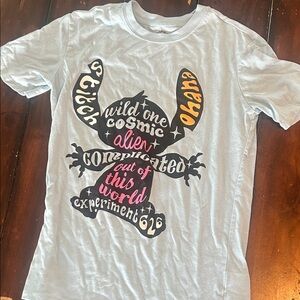 Disney Stitch Kids T-Shirt - Light Blue with Multicolor Text